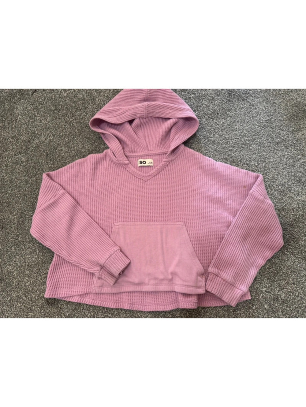 Girl’s pinkish purple SO waffle knit hoodie Medium 8